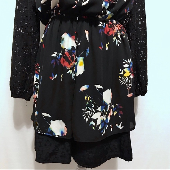 ❌SOLD❌ Xhilaration Black with Floral Dress Women L - Picture 4 of 15
